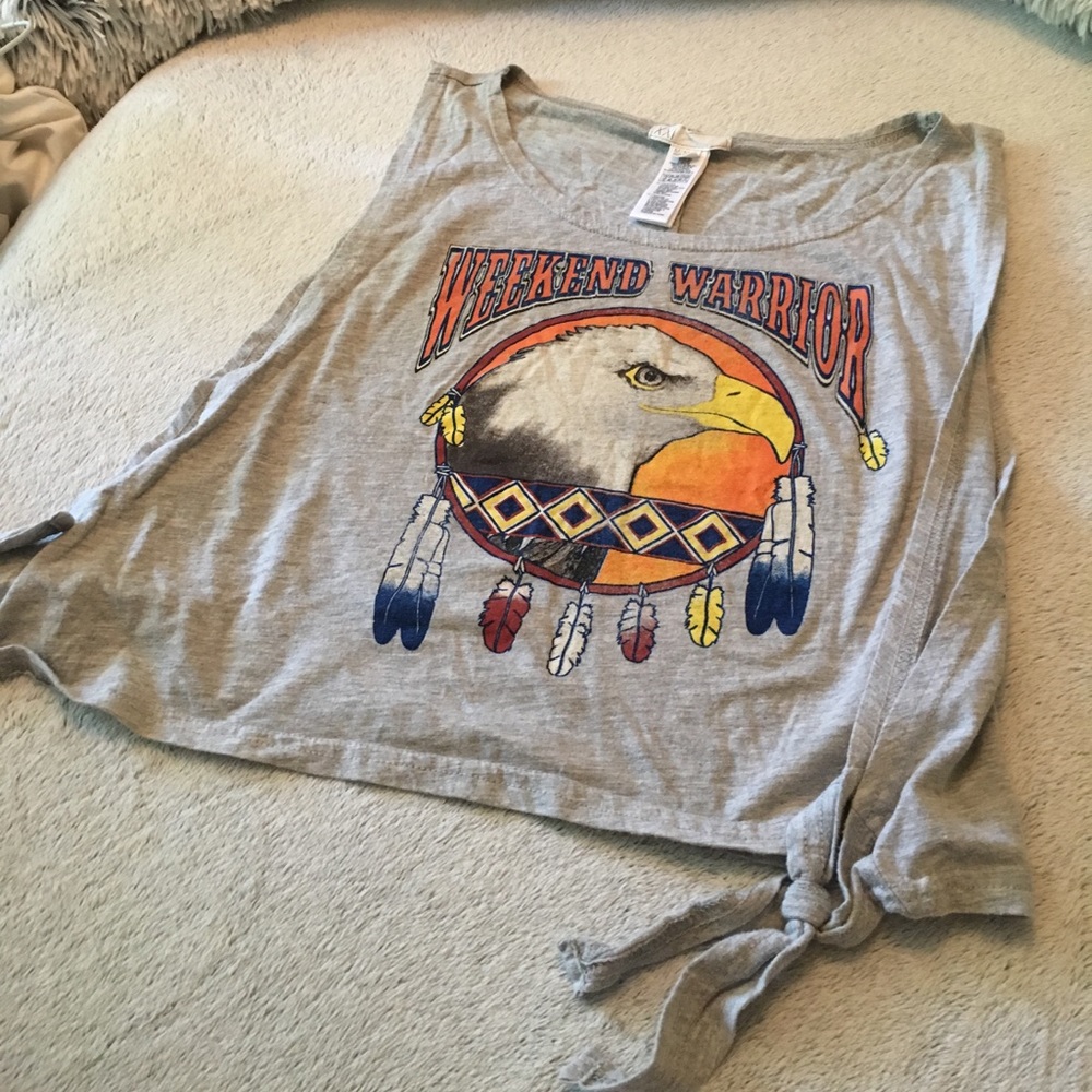 Weekend Warrior gray cropped loose tank